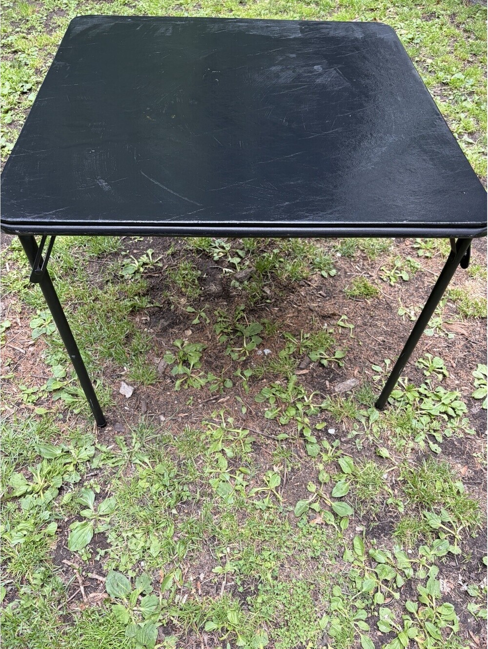 Black Folding Card Table With Vinyl Top